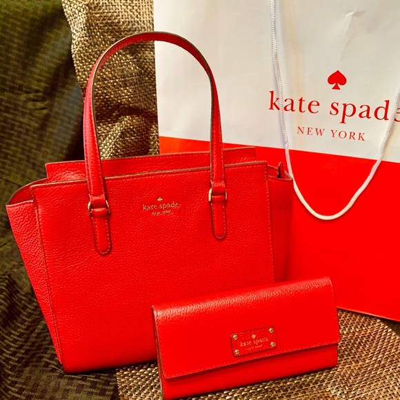 kate spade Handbags - Red Kate spade wallet and satchel